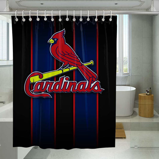 Red Blue St Louis Baseball Shower Curtain