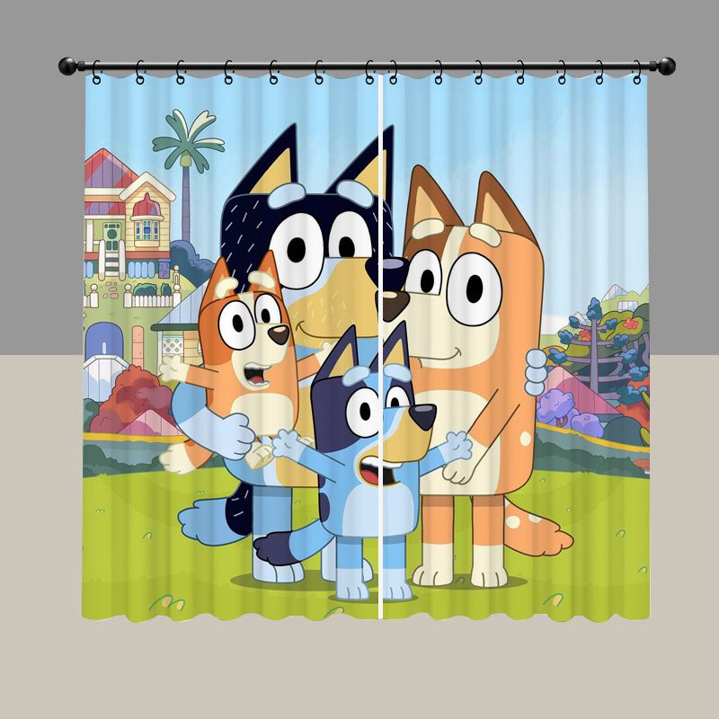 Cartoon Blue Puppey Blackout Curtain