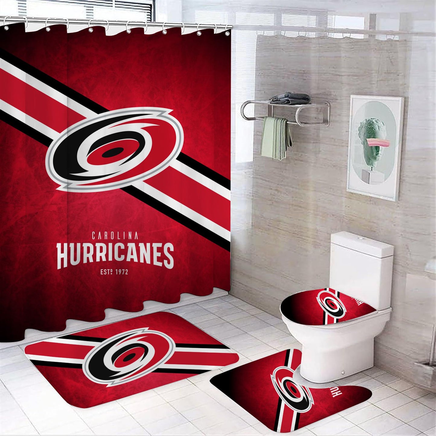 Ice Hockey Carolina Shower Curtain