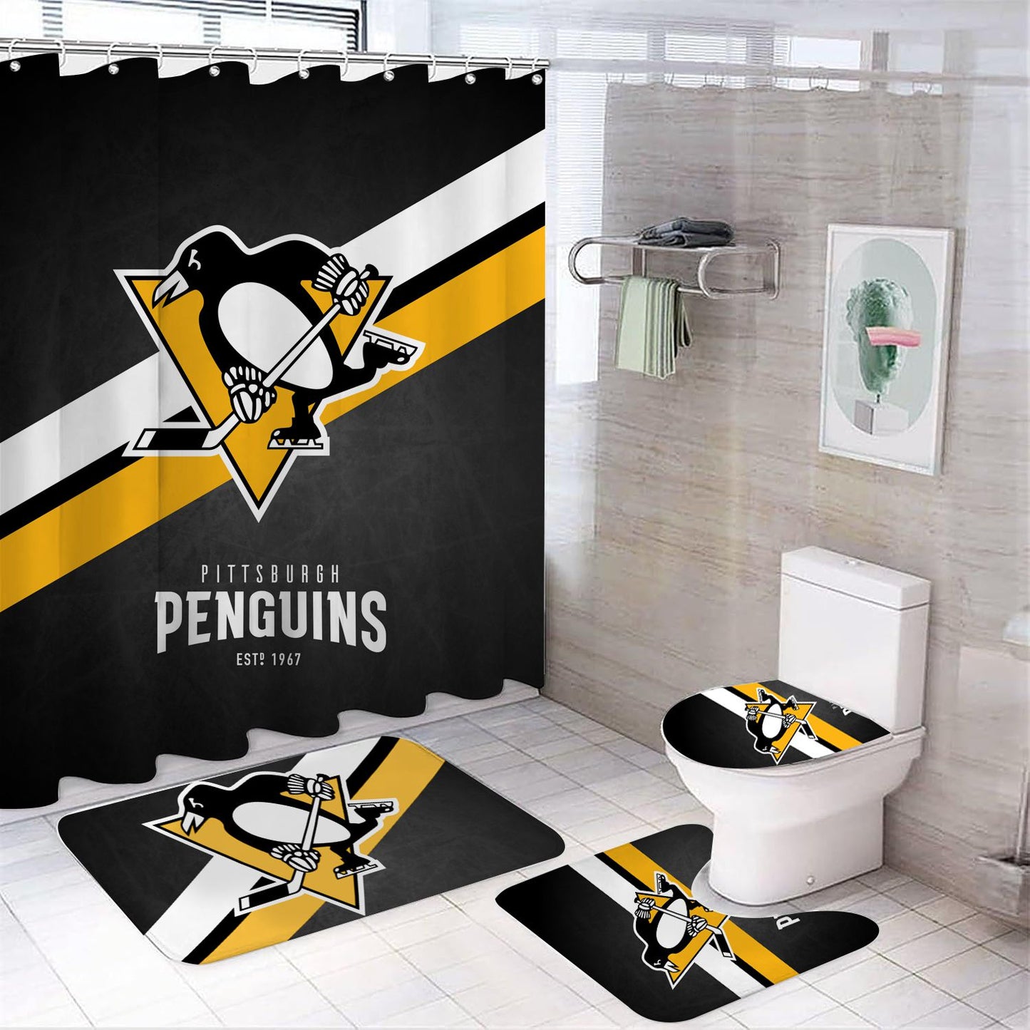 Ice Hockey Pittsburgh Shower Curtain