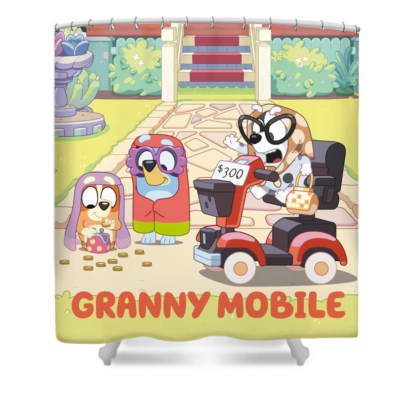 Cartoon Blue Puppey Shower Curtain