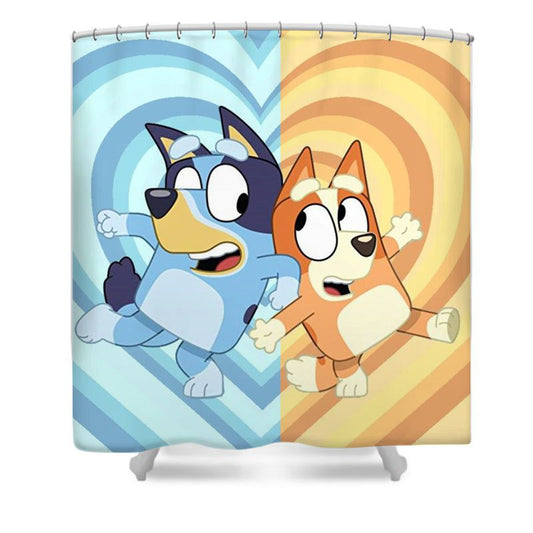 Cartoon Blue Puppey Shower Curtain