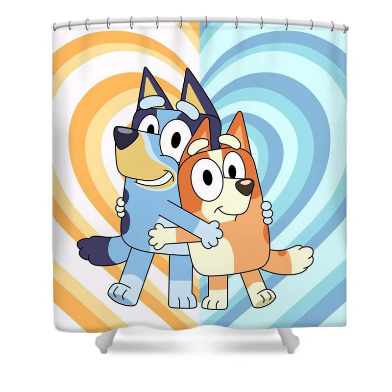 Cartoon Blue Puppey Shower Curtain
