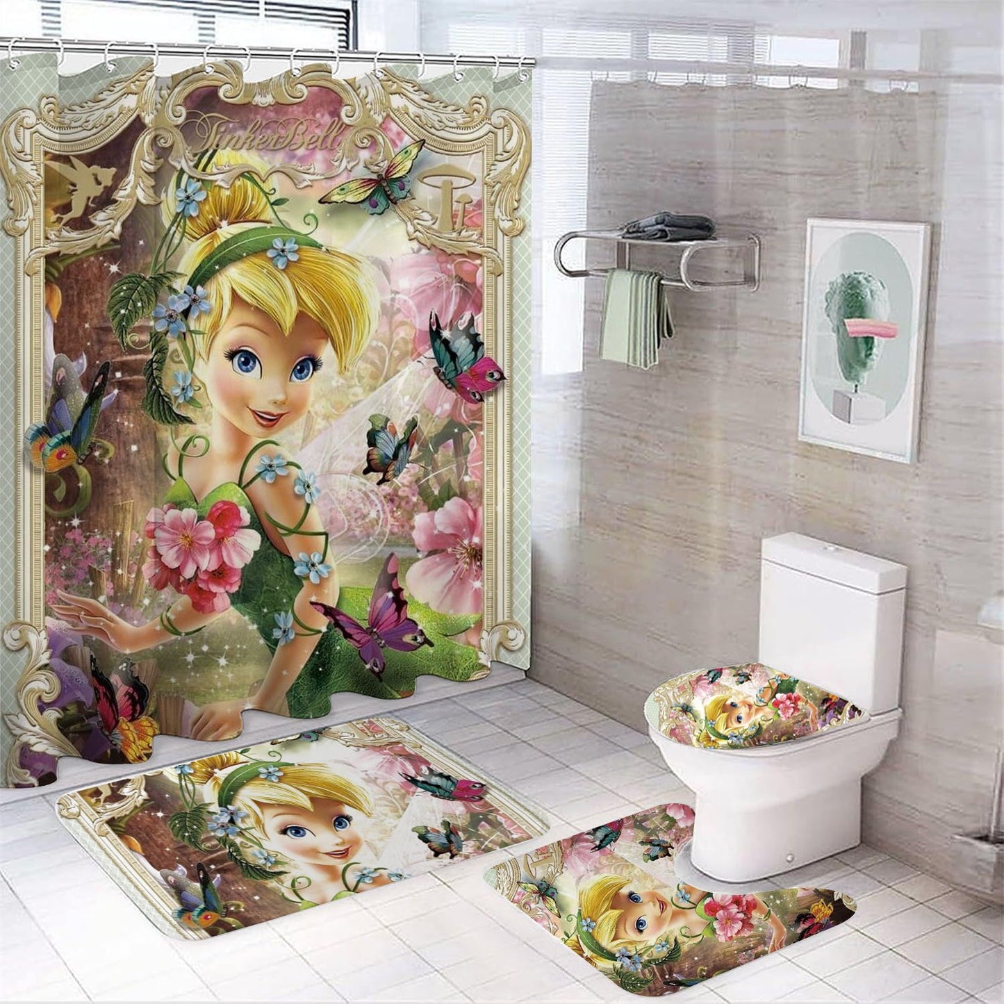 Cartoon Sassy Fairy Flowers Shower Curtain
