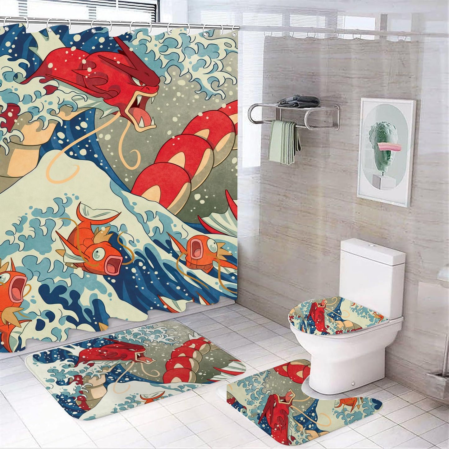 The Great Wave Dragon Shower Curtain