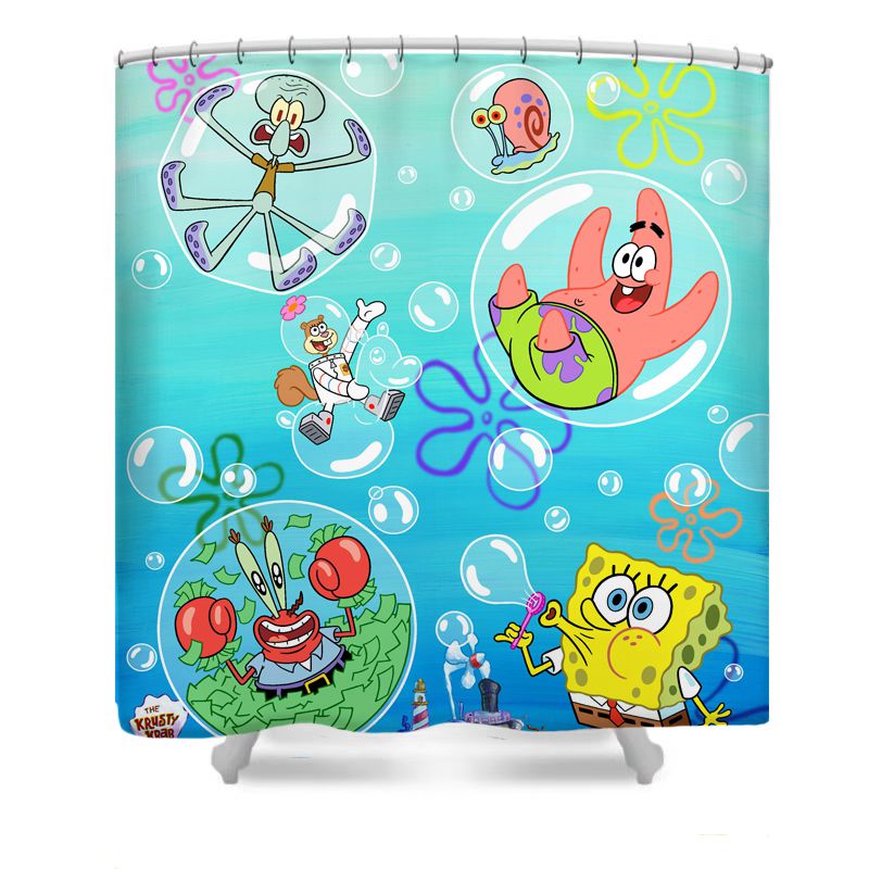 Yellow Cartoon Sponge Shower Curtain