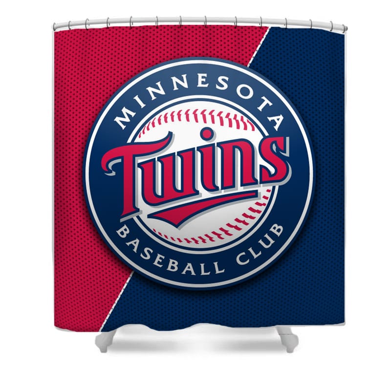 White Blue Minnesota Baseball Shower Curtain