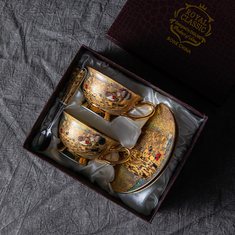 Gustav Klimt The Kiss Tea Cup and Saucer Set - 3 Pieces